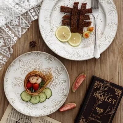 صحن تقديم دائري عميق من السيراميك